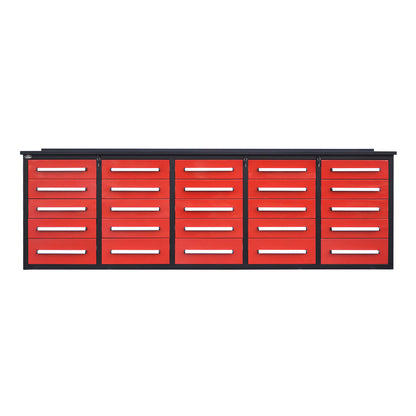 10' Heavy Duty Workbench with 25 Drawers#color_red