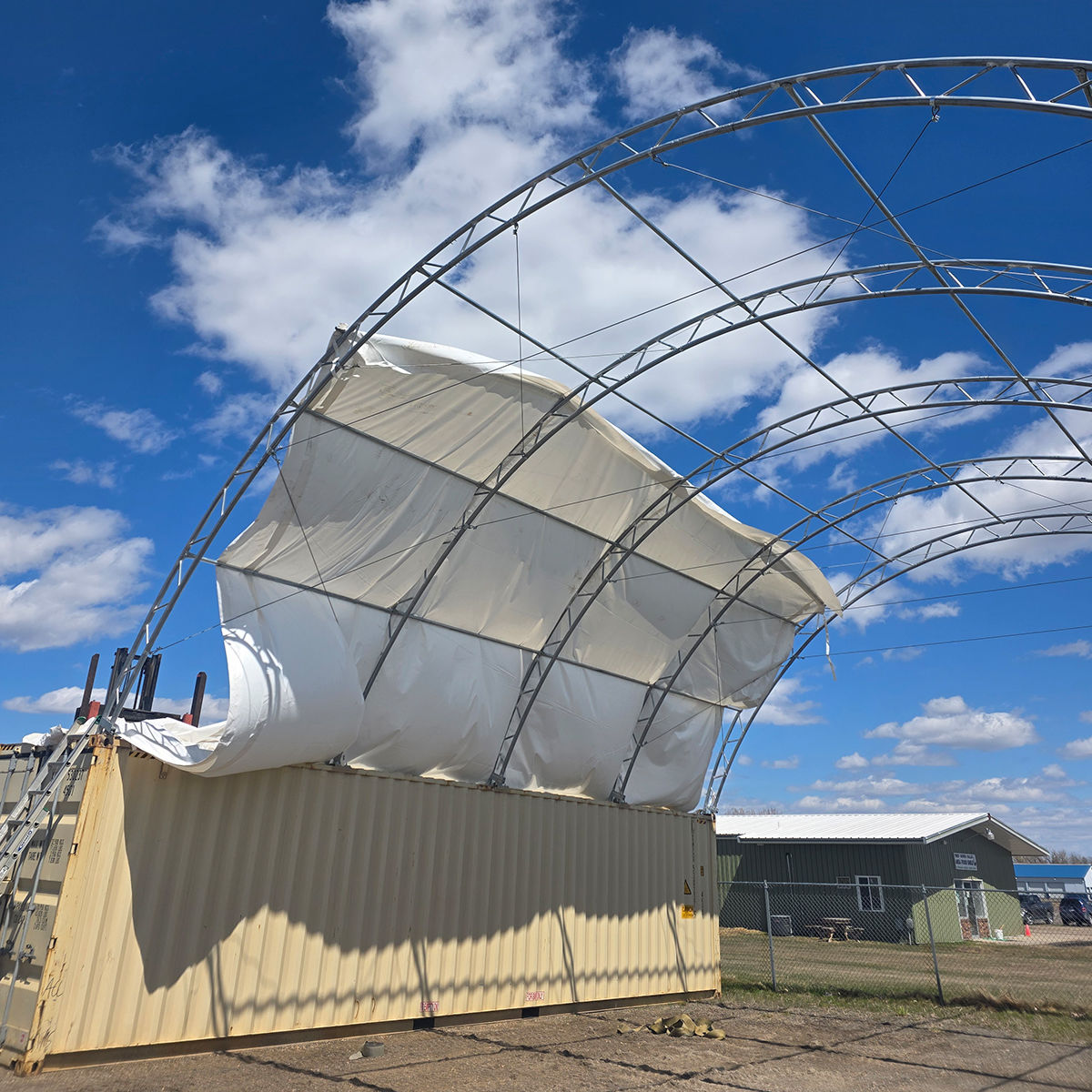 40'x40'x15' Double Truss Shipping Container Canopy Shelter