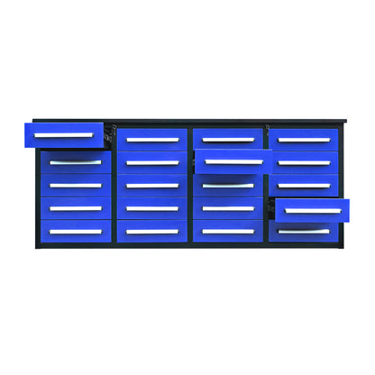 7ft Heavy Duty Garage Workbench Cabinet with 20 Drawers#color_blue