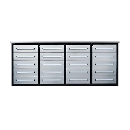 7ft Heavy Duty Garage Workbench Cabinet with 20 Drawers#color_silver
