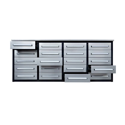 7ft Heavy Duty Garage Workbench Cabinet with 20 Drawers#color_silver