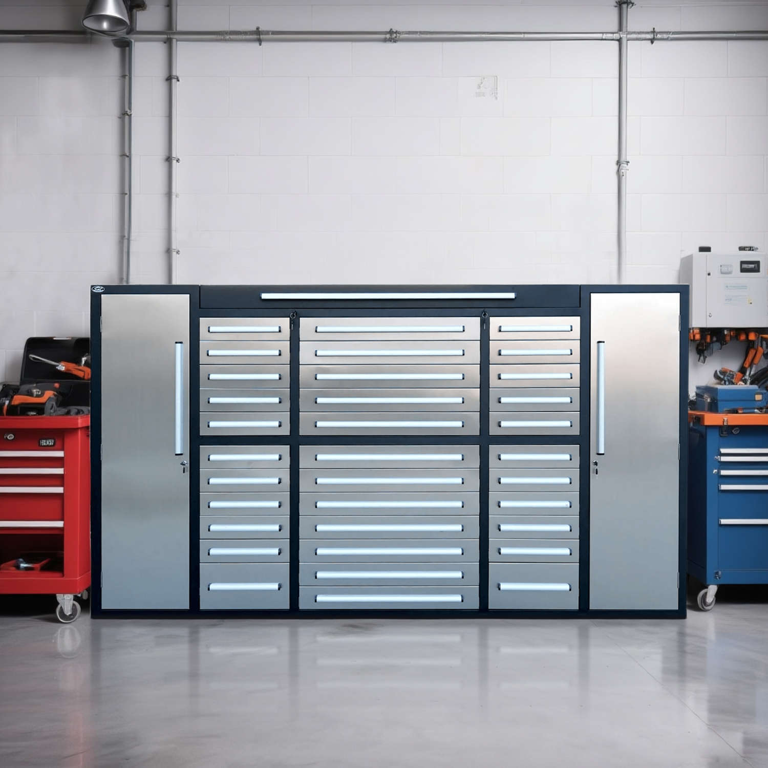 a 9' garage storage cabinet applied in a garage