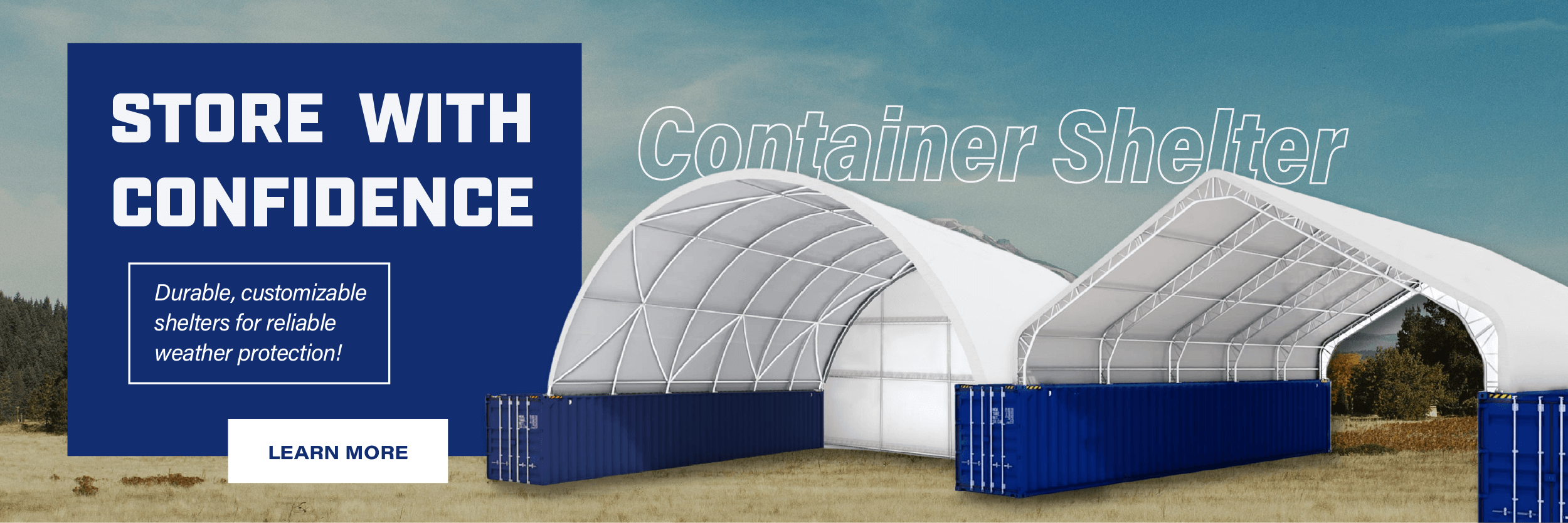 Container shelter display banner
