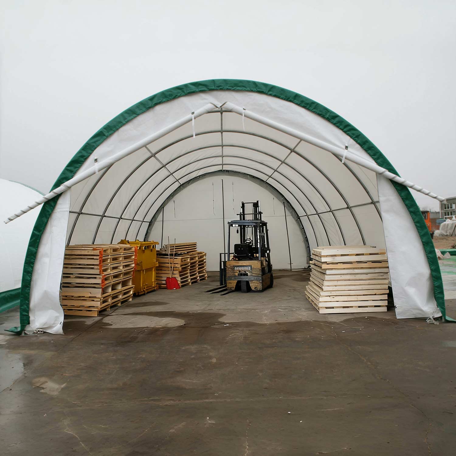 Storage shelter with tools inside