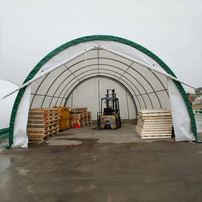 Storage shelter with tools inside