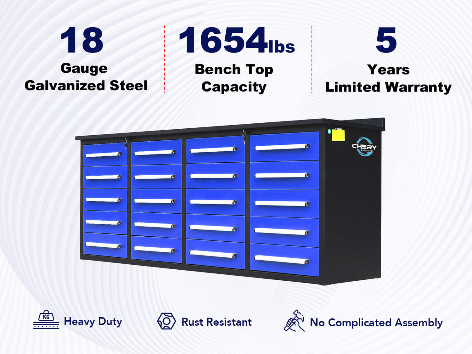 7ft Heavy Duty Garage Workbench Cabinet with 20 Drawers